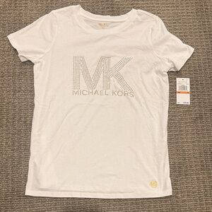 Michael Kors Kids White Tee with Gold Accents